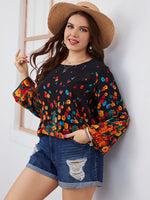 Printing Long Sleeve Round Neck Wholesale Plus Size Tops