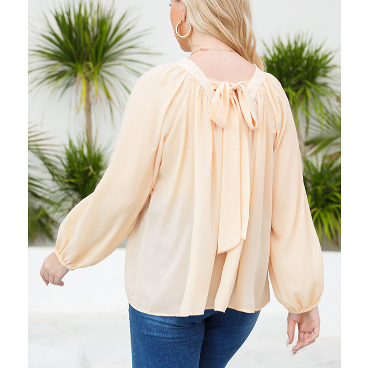 Casual Solid Color Plus Size Wholesale Blouses Chiffon Shirt Fashion Wholesale Women'S Apparel