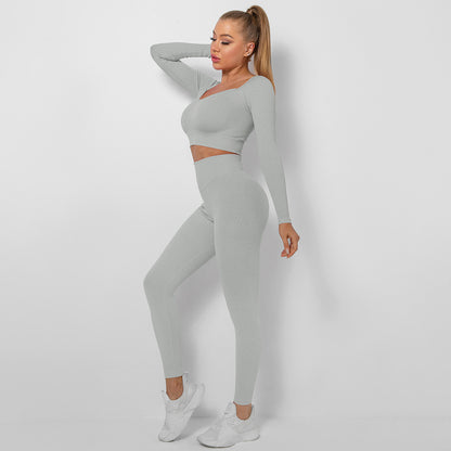 Seamless Thread Multi-Angle Stitching Long-Sleeved Sports Fitness Suit Wholesale Women Clothing