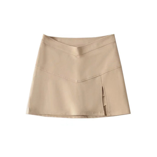 Anti-Slip V-Shaped High-Waist Solid Color Tight Slits All-Match Skirt Wholesale Women Bottoms