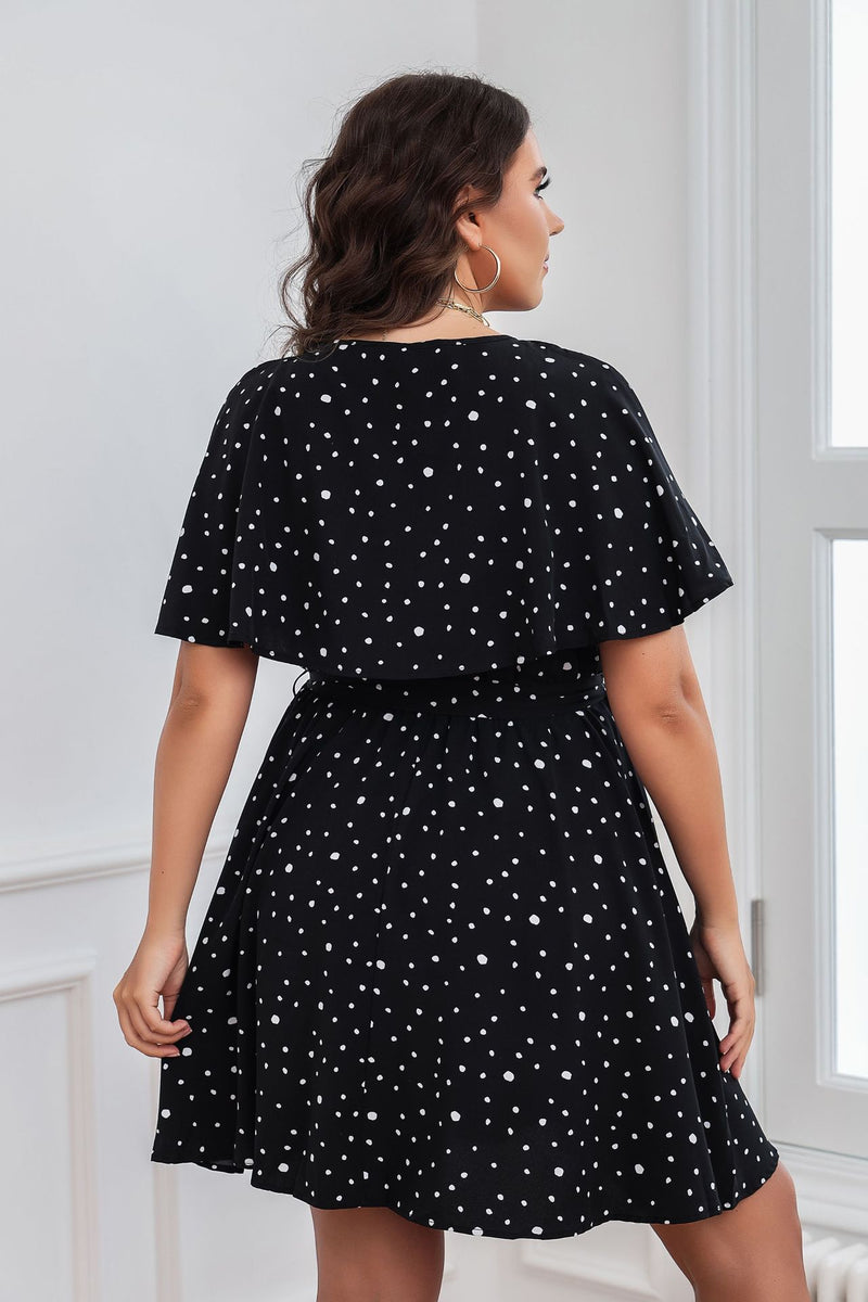 Polka Dot Print Short Sleeve Round Neck Wholesale Plus Size Dresses