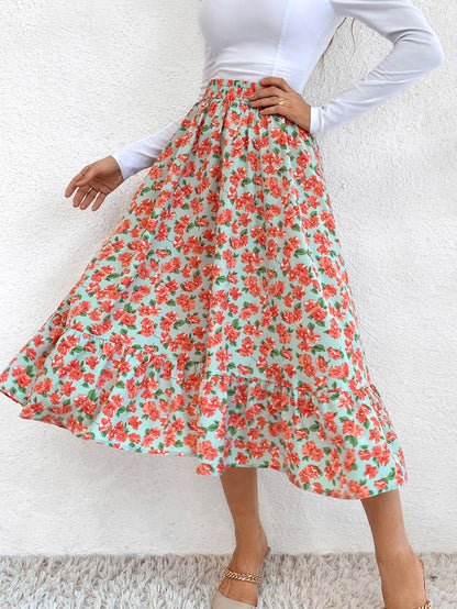 Fashion Print Mid-Length A-Line Slim Swing Wholesale Skirts