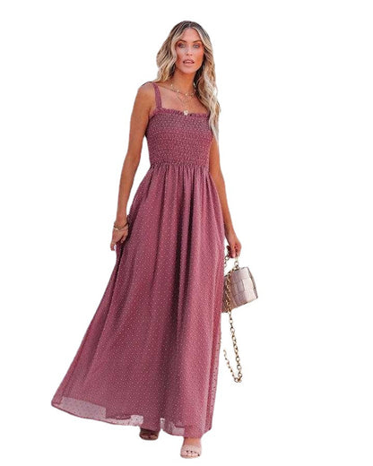 Resort Strappy Chiffon Vacation Sling Dress Wholesale Maxi Dresses