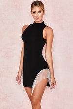 Solid Color Sexy Drill Fringed Women'S Clubwear Slit Design Bodycon Tank Dress Wholesale Dresses