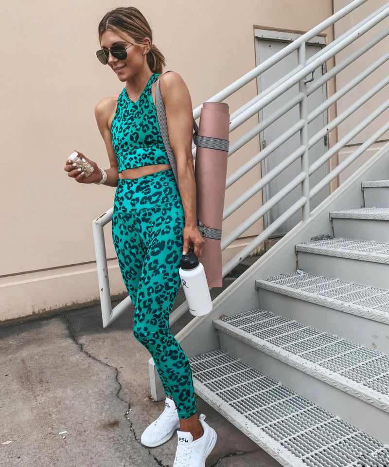 Leopard Print Tops & Leggings Sports Yoga Suits Wholesale Activewear Sets