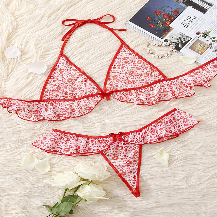 Ultra-Thin No Wire Bra & Underwear Sexy Womens 2 Piece Sets Printed Lingerie Wholesale Plus Size Clothing