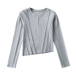Casual Irregular Hem Slim Solid Color Tops Wholesale Womens Long Sleeve T Shirts