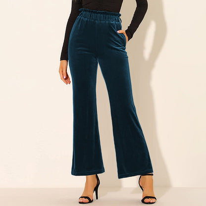 Solid Color Pocket High Waist Slim All-Match Flared Trousers Wholesale Women Bottoms