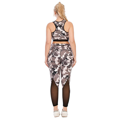 Sport Bra & Leggings Camo Print Curvy Yoga Fitness Suits Workout Plus Size Two Piece Sets Wholesale