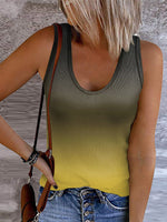 U Neck Gradient Print Sleeveless Shirts Fashion Women Tops Casual Wholesale Tank Tops