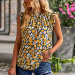 Floral Print Sleeveless Shirt Loose Tank Top Wholesale Womens Tops