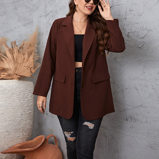 Wholesale Women'S Plus Size Clothing Casual Slim Commuter Long Sleeve Solid Color Blazer