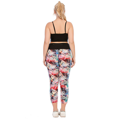 Tight Sport Bra & Leggings Fashion Printed Curve Yoga Fitness Suits Activewears Plus Size Two Piece Sets Wholesale