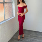 Sexy Solid Color One-Shoulder Sleeveless Top And Hip Half Skirt Set Wholesale Women'S 2 Piece Sets
