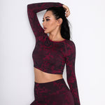 Seamless Long-Sleeve Camo Tight Yoga Women'S Fitness Short Shirt Wholesale Activewear Tops