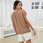 Drawcord Loose Bottoming Short Sleeve Leisure Wholesale Womens Tops