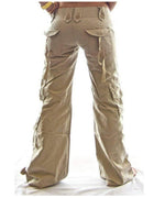Casual Multi Pocket Loose Flared Trousers Wholesale Pants