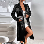 Solid Color Fashion Satin Trench Coats Wholesale Womens Tops