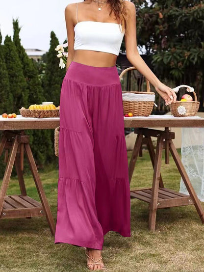 Cotton Linen Casual High Waist Women Wide Leg Loose Trousers Wholesale Pants