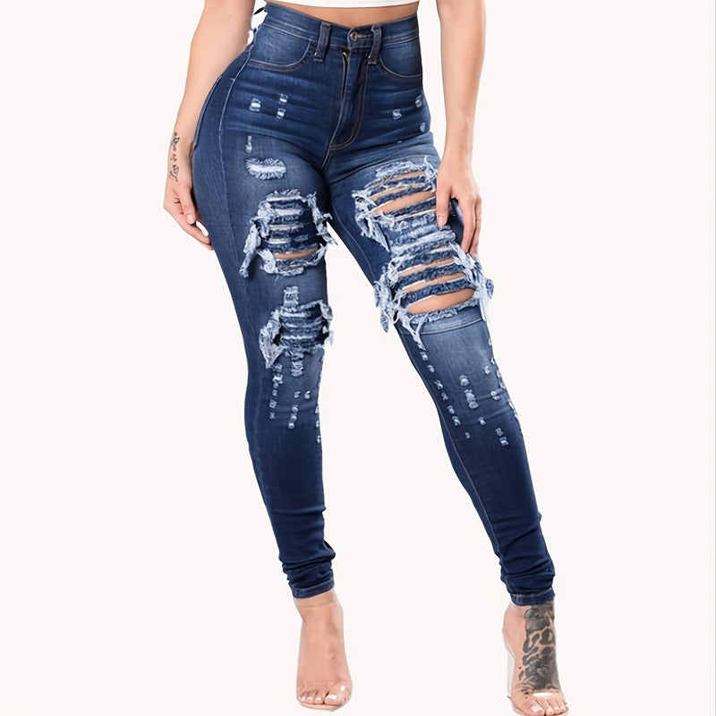 Fashion Micro-Stretch Ripped Stretch Denim Small Foot Pants Wholesale Jeans