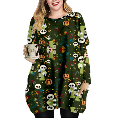 Crew Neck Long Sleeve Halloween T-Shirt Dress Wholesale Dresses