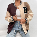 Long Sleeve Letter Fashion Baseball Jacket with Front Button Wholesale Clothing Vendors