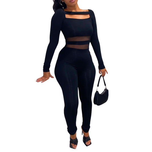 Bodycon Unique Translucent Design Solid Wholesale Jumpsuits Vendors