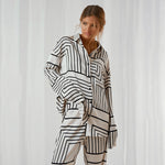 Striped Pajamas Tops & Trousers Loose Homewear Wholesale Loungewear
