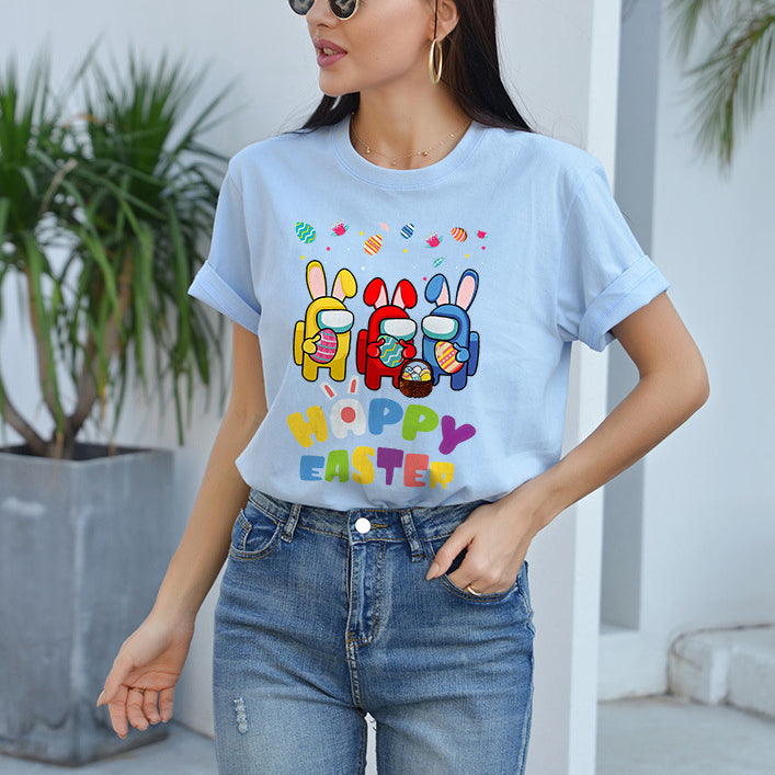 Short Sleeve Easter Graphic Print Wholesale T-shirt Tops Summer