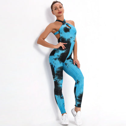 Tie-Dye Print Yoga Women Jumpsuits Wholesale Workout Clothes