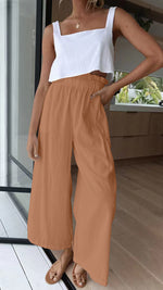 High Waist Cotton & Linen Casual Loose Women'S Long Wide Leg Trousers Wholesale Pants