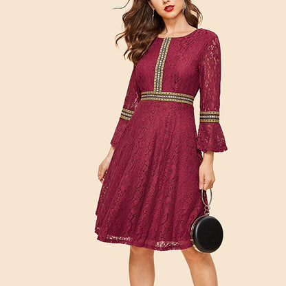 3/4 Sleeve Business Elegant A-Line Lace Dress Wholesale Dresses