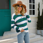 Fashion Casual Striped Pullover Long Sleeve Loose Crew Neck Wholesale Sweater