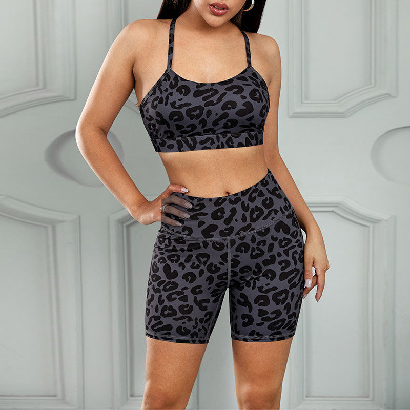 Printing Crop Tank Top + Short Leggings Wholesale Activewear Sets