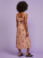 Ruffles Floral Print Resort Sundresses Slit Sling Square Neck A-Line Dress Vintage Wholesale Dresses