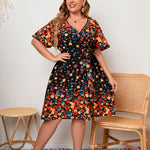 Wholesale Women'S Plus Size Clothing Stylish Printed Short-Sleeved Elegant Dress