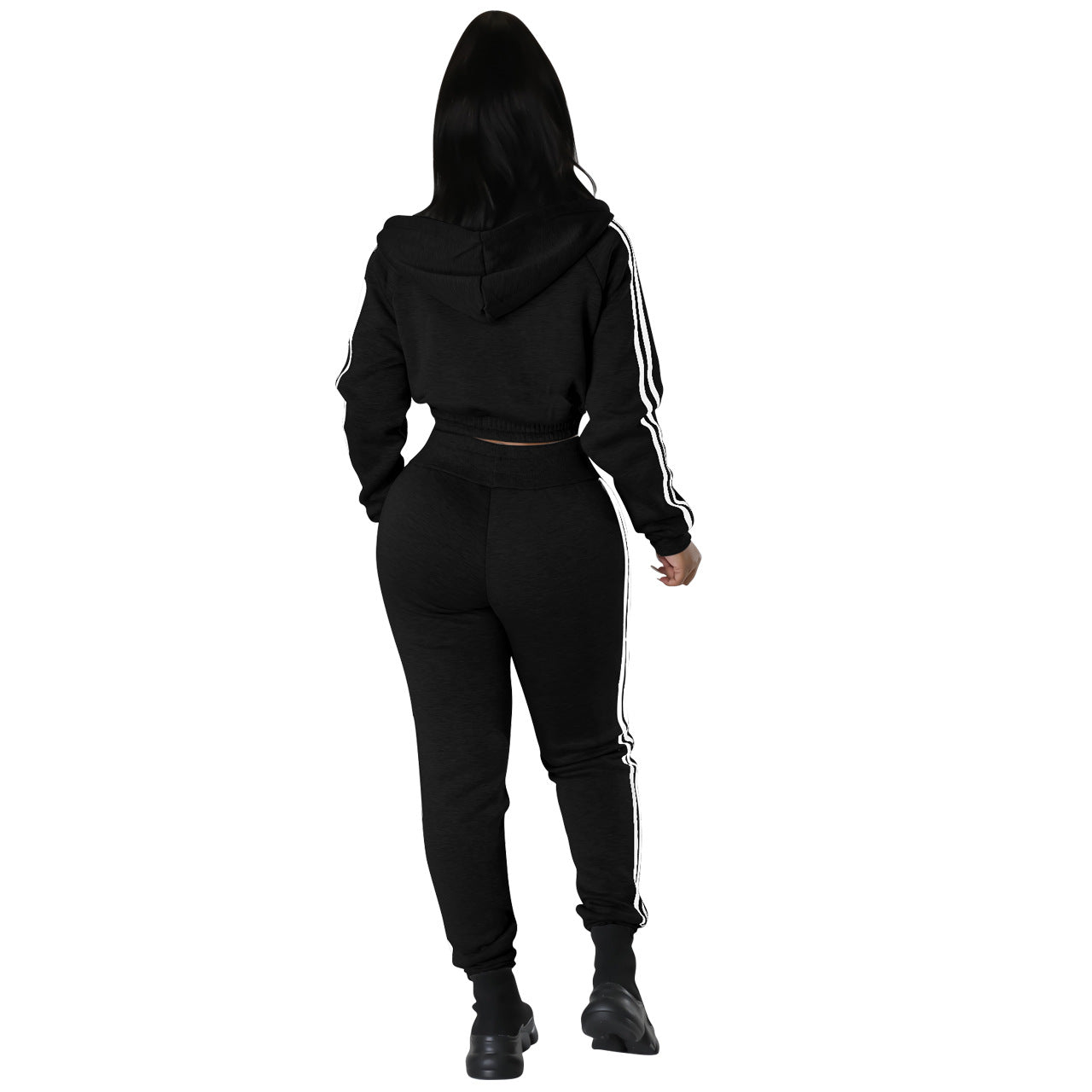 Solid Color Hooded Jacket & Trousers Tracksuits Wholesale Women'S 2 Piece Sets