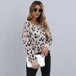 Casual Leopard Loose Crew Neck Long Sleeve Wholesale Sweaters