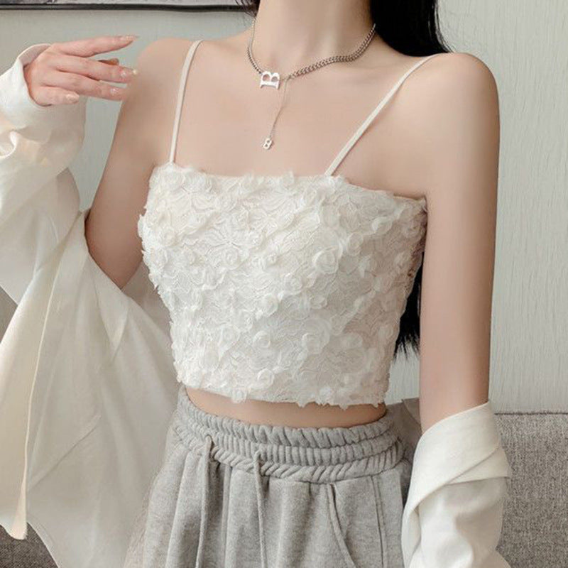 Sling Strap Chest Pad Versatile Fashion Solid Color Tube Top Crop Tops Wholesale Women Top