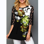 Casual Print Short Sleeve Tops Crew Neck Womens T Shirts Wholesale