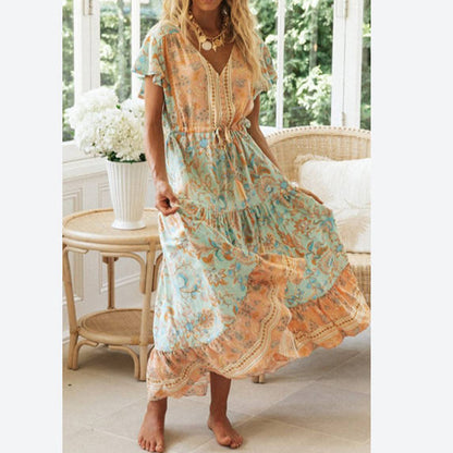 Boho Vacation Slit Maxi Dresses Wholesale Bohemian Dress For Women