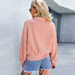 Casual Long Sleeve Lapel Tops Slim Solid Color Wholesale Sweatshirts