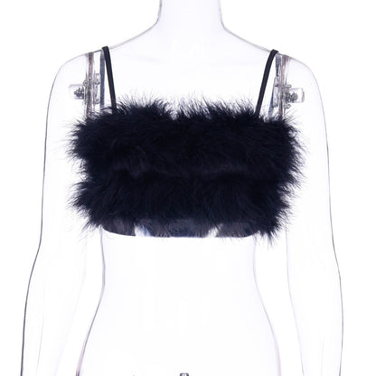 Fur Wrap Chest Womens Camisole Wholesale Crop Tops