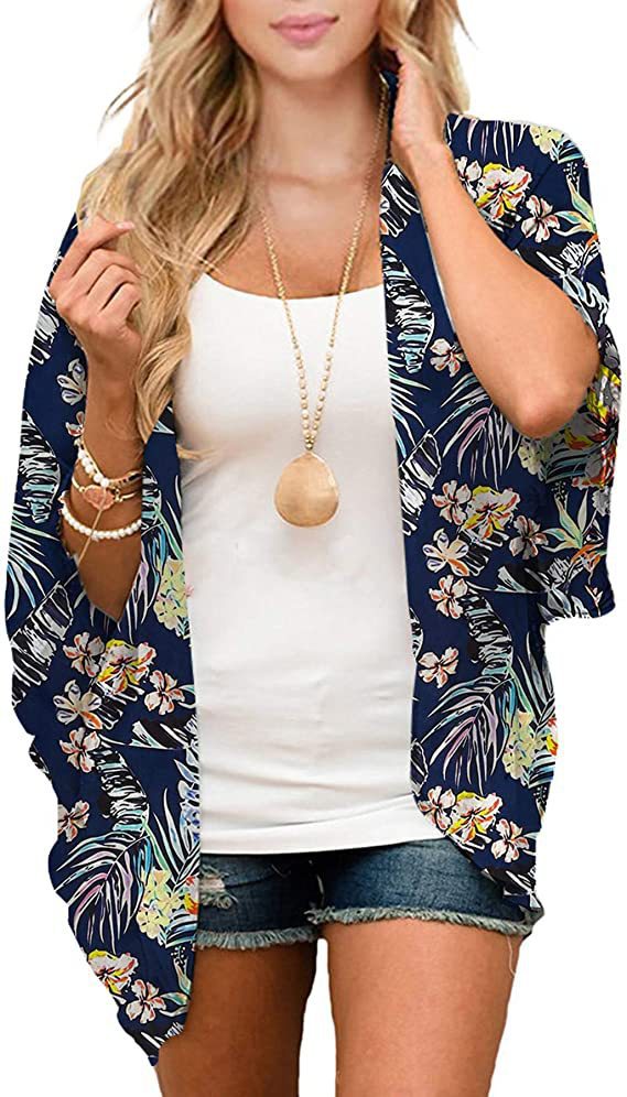 Floral Printed Beach Shawl Women'S Seaside Sun Protection Blouse Wholesale Cardigans