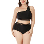 Split Swimsuits Solid Color Plus Size Slanted Shoulder Bikinis Sets Wholesale Womens Swimwear