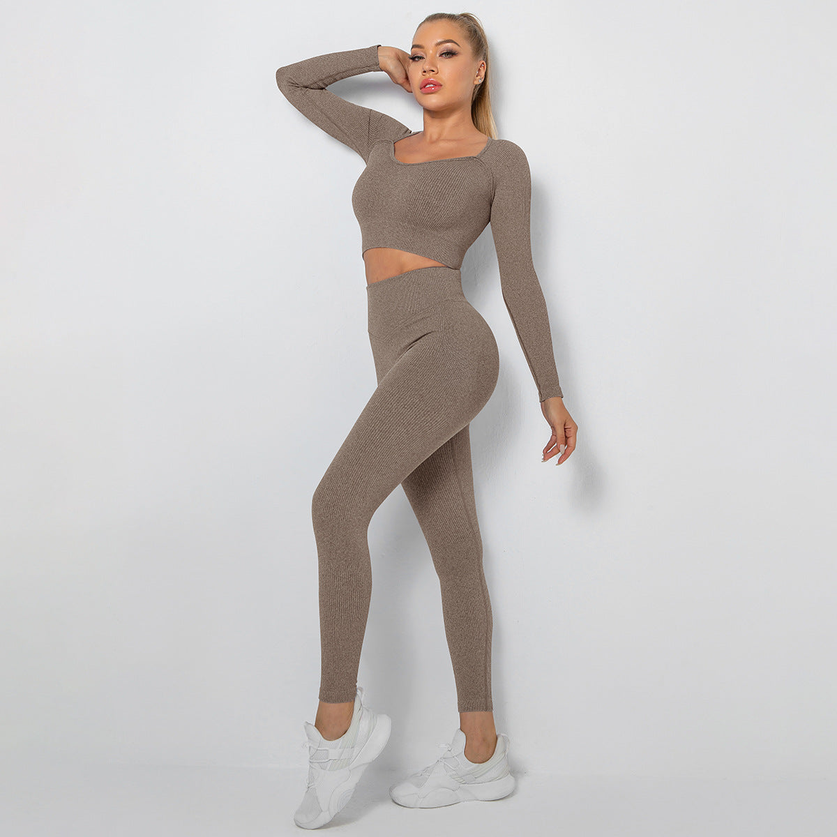 Seamless Thread Multi-Angle Stitching Long-Sleeved Sports Fitness Suit Wholesale Women Clothing