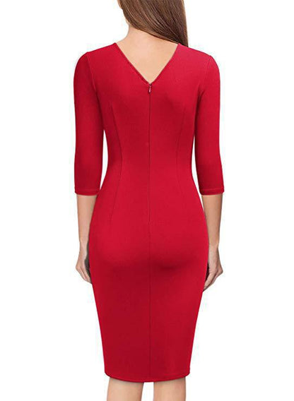 Elegant Bag Hip Solid Color Wrap Business Dress With Belt Wholesale Dresses