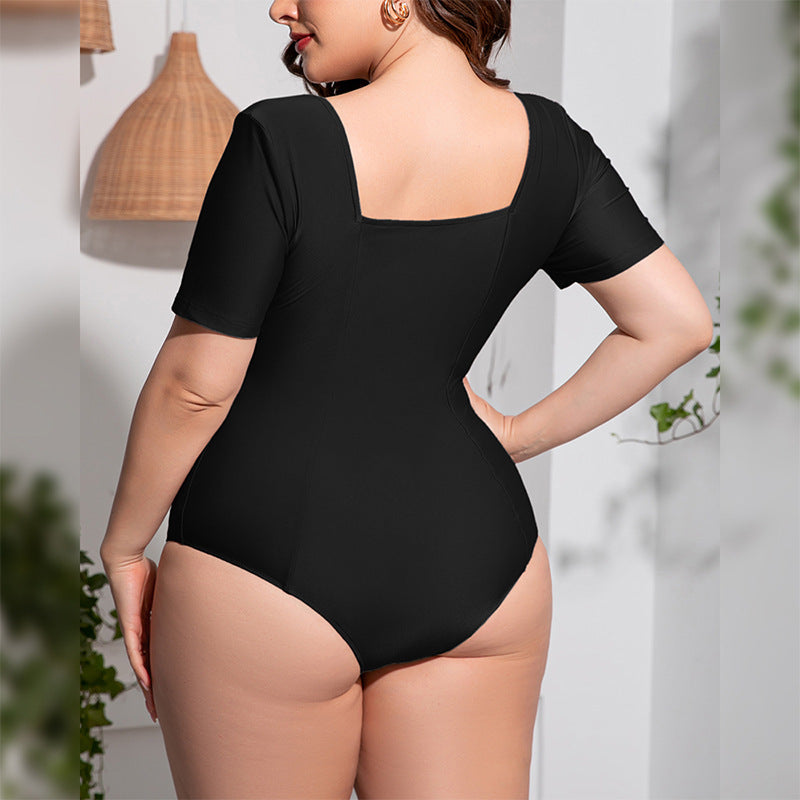 Short-Sleeved One-Piece Sexy Swimsuit Wholesale Plus Size Clothing