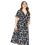 V Neck Casual Short Sleeve Curvy Floral Dresses Wholesale Plus Size Clothing