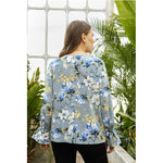 Long Sleeve Floral Print Ruffle Hem Wholesale Plus Size Tops